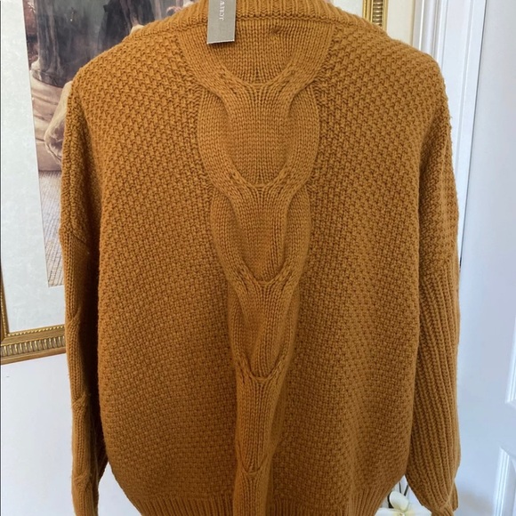 New J.Crew Women's Cable-knit Balloon Sleeve Warm L Golden #AB832 Retail $118. - Picture 4 of 5